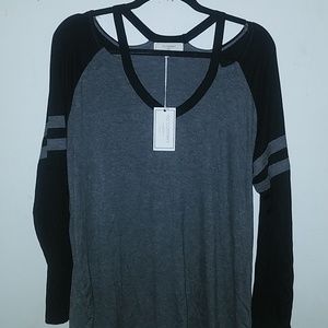 No Comment Long Sleeve Cold Shoulder Top